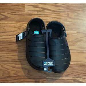 Rugged Shark Black Rubber Slip On Fuzzy Inside Men’s Shoes 10 New